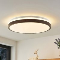 Lindby LED-taklampa Hudsona, Ø 49 cm, trä, brun