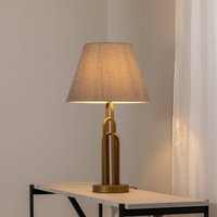Avonni Lazar table lamp, grey/antique gold, height 65 cm, textile/metal