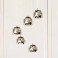 EGLO Rocamar 1 pendant light, chrome, Ø 59 cm, 5-bulb, metal/glass