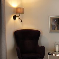 Duolla Applique murale Roller, velours, noir/beige, lampe de lecture