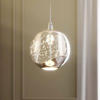 Lucande LED-pendellampa Hayley, Ø 9 cm, kromfärgad, glas