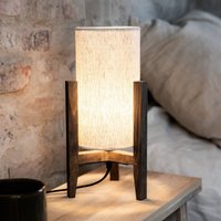 Markslöjd Eruca table lamp, height 34 cm, brown/beige, wood/linen