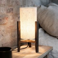 Markslöjd Eruca bordslampa, höjd 34 cm, brun/beige, trä/linne