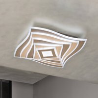 FISCHER & HONSEL LED-taklampa HERO, greige, 50x50 cm fjärrkontroll CCT dimbar