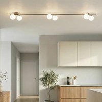 TK Lighting Imelo ceiling light, brown, 6-bulb, glass, length 200 cm