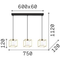 Ideallux Ideal Lux Suspension Lingotto, à 3 lampes, 3 cages, noir