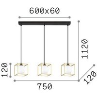 Ideallux Ideal Lux hänglampa Lingotto, 3 lampor, 3 burar, svart