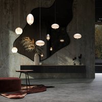Maytoni Glas-hänglampa Bruma, krom/vit, höjd 40 cm