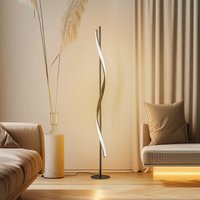 Lindby Munja LED floor lamp, black, metal, dimmable
