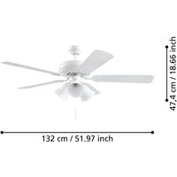 EGLO Ventilateur de plafond Las Palmas, 3 x E27, interrupteur à tirette, blanc