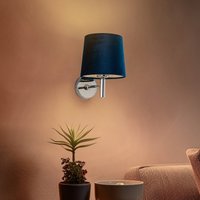 Argon Bono wall light, textile shade, chrome/blue