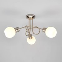 Lindby taklampa Elaina, Ø 38cm, 3 lampor, nickel, glas, E14