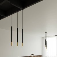Euluna Thalassa pendant lamp, 3-bulb, G9, black/gold, longitudinal