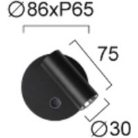 Viokef LED-vägglampa Tara, svart, Ø 9 cm, metall