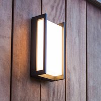 LUTEC QUBO LED outdoor wall lamp, dark grey, height 22 cm, metal, IP54