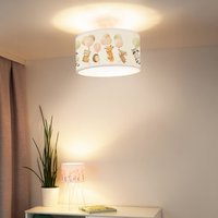 Duolla Freddy pendant light, Ø 35 cm, colourful, animals, fabric, E27