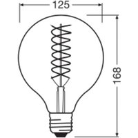 OSRAM LED Vintage 1906, G125, E27, 8.4 W, gold, 824, dimmable.