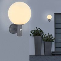 Globo Ossy outdoor wall lamp, anthracite/white, sensor, IP44, E27