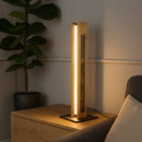 Elobra Chile 4-sided LED table lamp, oak/coloured slate, 54 cm