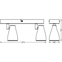 Spot de plafond OSRAM PEAR, gris, à 2 lampes, GU10-LED 2 700 K
