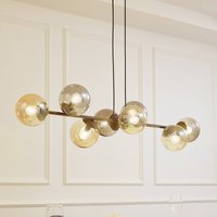 Lindby pendellampa Isamer, rökgrå/amber, 130 cm, klot