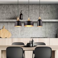 Trio Lighting Suspension Chiraz, à 3 lampes, noire/dorée