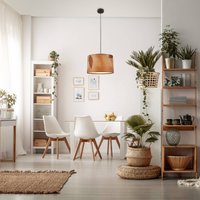 Briloner Suspension Mata, 1 lampe, marron, tissu, Ø 35 cm