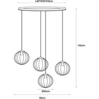 Lucide Monsaraz pendellampa, grön/amber, E27, 4 lampor