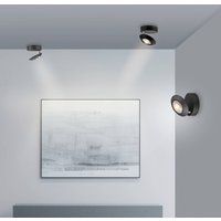 PURE LED ceiling lamp Oculis, black, Ø 15 cm, iron/glass