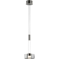 FISCHER & HONSEL LED-hänglampa LAVIN, nickel/rök, Ø 20 cm, metall/glas dimbar