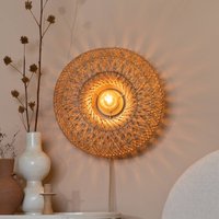GOOD & MOJO vägglampa Arizona, natur, Ø 50 cm bambu stickkontakt