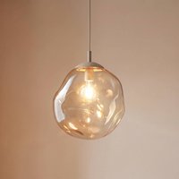 TK Lighting Lava pendant light, Ø 35 cm, E27, sand/cognac, glass