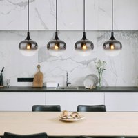 Globo Maxy hanging light, length 100 cm, smoke grey, glass, 4-bulb.