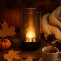 FH Lighting Lampe à poser LED rechargeable Fenya, noir/gris fumé Hauteur 14 cm IP54