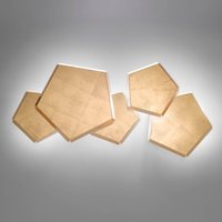 Selène Pleiadi LED wall light with gold leaf, 5-bulb
