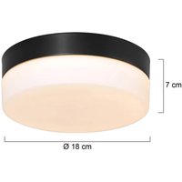 Steinhauer Plafonnier LED Ikaro noir, Ø 18 cm, métal, plastique