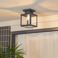 Lindby Plafonnier d'extérieur Mandus, noir, acier inoxydable, 22 cm