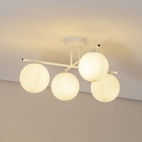 Domiluce Plafonnier Aurora, blanc, Ø 50 cm, à 4 lampes, verre, E14
