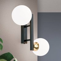 ORION Snowwhite wall light, glass globes, black