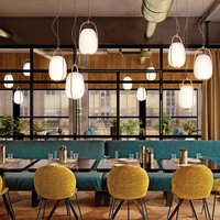 kdln hänglampa Lannà, vit/mässing, 22 x 20 cm