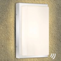 LCD LED-utomhusvägglampa Julea, stål, glas, rörelsevakt