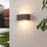 Lucande Bente outdoor wall lamp, rust-coloured, width 25 cm, IP54