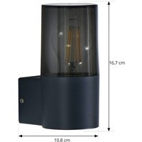 Lindby outdoor wall light Heulo, Ø 8 cm, smoky grey, aluminium