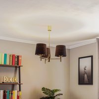 Argon Polo chandelier, 3-bulb, black/dark brass