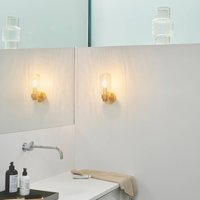 Nordlux vägglampa Tutan, metall, glas, IP44, mässingsfärgad