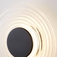 Searchlight Cleo LED wall lamp, transparent/matt black, Ø 30 cm, glass