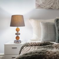 Näve Araga table lamp, grey/chrome/wood-coloured