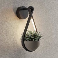 Lucande LED-utomhusvägglampa Florka, natursten, hängande korg