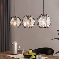 EGLO Waverton hänglampa, svart/vit, längd 92 cm, stål/väv