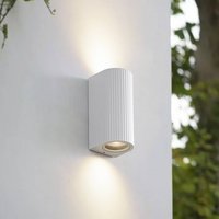 Lindby Aluvo outdoor wall light, white, 16 cm, IP65, ribbed